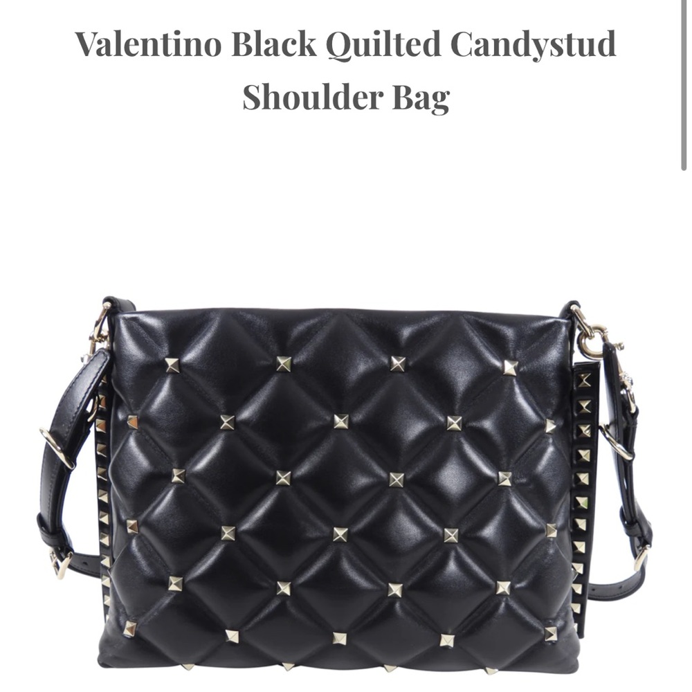 Valentino black quilted Candystud shoulder / crossbody bag w gold studs. Perfect